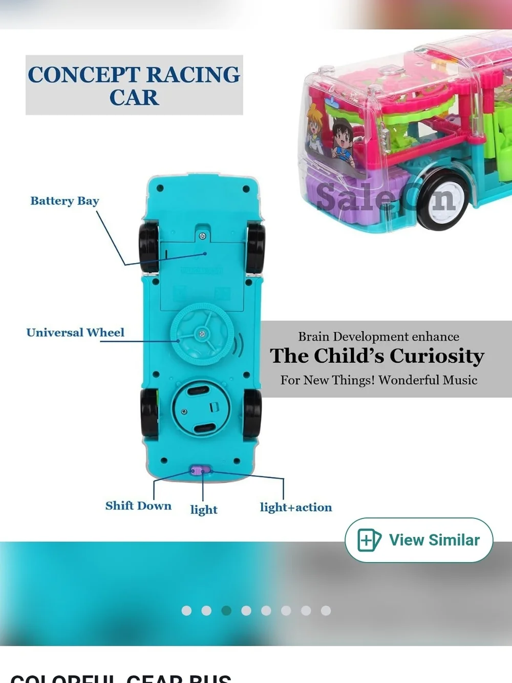 Transparent 3D Bus Toy Mechanical Bus Sound and Light Toy for 2-5 Years Kids - Picture 5 of 8